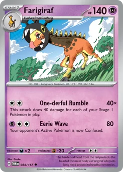Farigiraf Pokemon card from Twilight Masquerade, card number 84