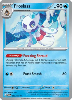 Froslass Pokemon card from Twilight Masquerade, card number 53