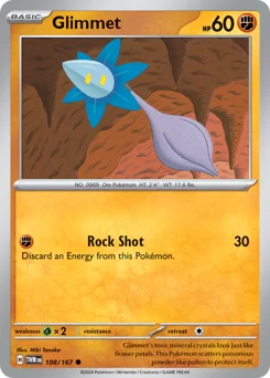 Glimmet Pokemon card from Twilight Masquerade, card number 108