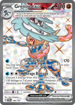 Greninja ex Pokemon card from Twilight Masquerade, card number 198