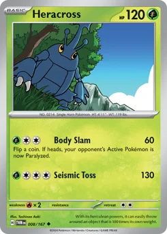 Heracross Pokemon card from Twilight Masquerade, card number 8