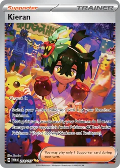 Kieran Pokemon card from Twilight Masquerade, card number 218