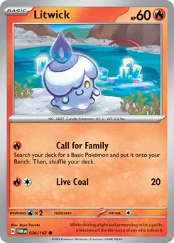 Litwick Pokemon card from Twilight Masquerade, card number 36