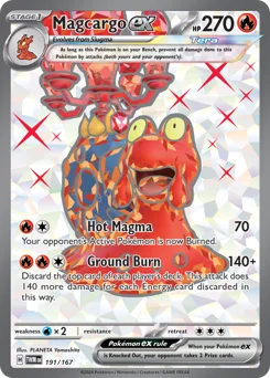 Magcargo ex Pokemon card from Twilight Masquerade, card number 191