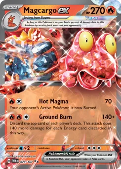 Magcargo ex Pokemon card from Twilight Masquerade, card number 29