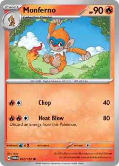 Monferno Pokemon card from Twilight Masquerade, card number 32