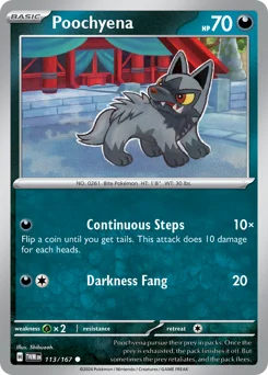 Poochyena Pokemon card from Twilight Masquerade, card number 113