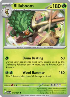 Rillaboom Pokemon card from Twilight Masquerade, card number 16