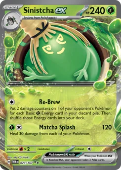 Sinistcha ex Pokemon card from Twilight Masquerade, card number 23