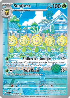 Sunflora Pokemon card from Twilight Masquerade, card number 169
