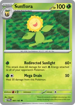 Sunflora Pokemon card from Twilight Masquerade, card number 7