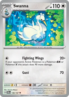 Swanna Pokemon card from Twilight Masquerade, card number 140