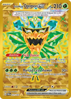 Teal Mask Ogerpon ex Pokemon card from Twilight Masquerade, card number 221