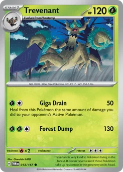 Trevenant Pokemon card from Twilight Masquerade, card number 13