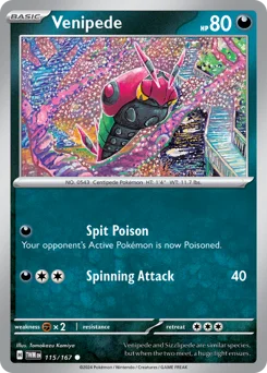 Venipede Pokemon card from Twilight Masquerade, card number 115