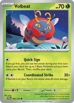 Volbeat Pokemon card from Twilight Masquerade, card number 9