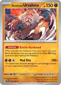 Bloodmoon Ursaluna Pokemon card from Shrouded Fable, card number 25