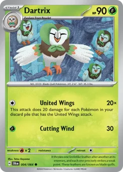 Dartrix Pokemon card from Shrouded Fable, card number 4
