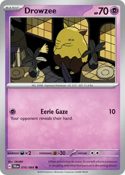 Drowzee Pokemon card from Shrouded Fable, card number 16