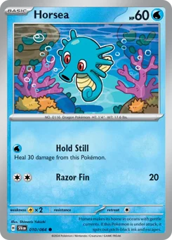 Horsea Pokemon card from Shrouded Fable, card number 10