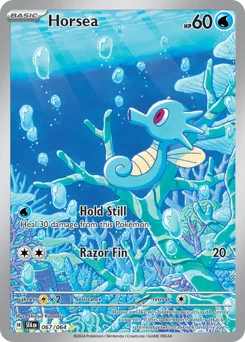 Horsea Pokemon card from Shrouded Fable, card number 67