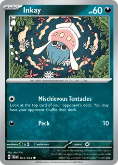 Inkay Pokemon card from Shrouded Fable, card number 33