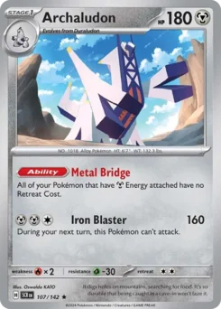Archaludon Pokemon card from Stellar Crown, card number 107