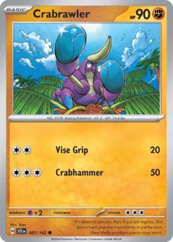 Crabrawler Pokemon card from Stellar Crown, card number 87