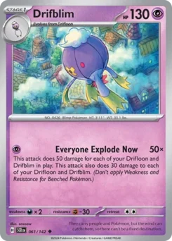 Drifblim Pokemon card from Stellar Crown, card number 61