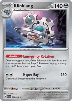 Klinklang Pokemon card from Stellar Crown, card number 101