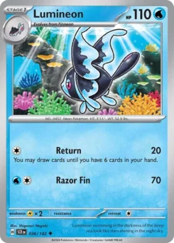 Lumineon Pokemon card from Stellar Crown, card number 36