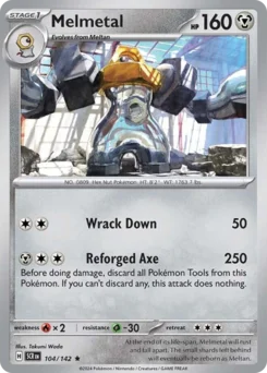 Melmetal Pokemon card from Stellar Crown, card number 104