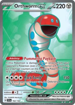 Orthworm ex Pokemon card from Stellar Crown, card number 162