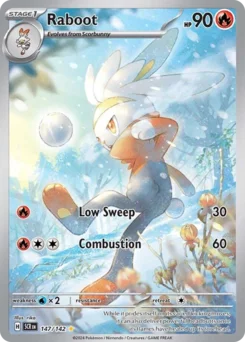 Raboot Pokemon card from Stellar Crown, card number 147