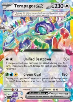 Terapagos ex Pokemon card from Stellar Crown, card number 128