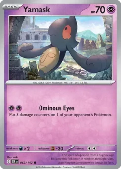 Yamask Pokemon card from Stellar Crown, card number 62