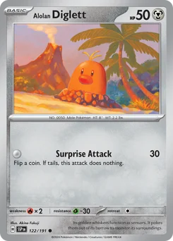 Alolan Diglett Pokemon card from Surging Sparks, card number 122