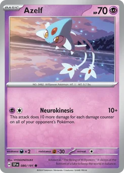 Azelf Pokemon card from Surging Sparks, card number 80