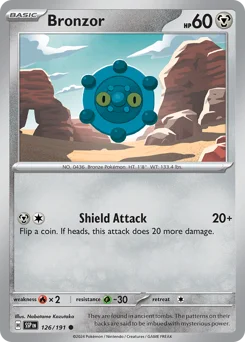 Bronzor Pokemon card from Surging Sparks, card number 126