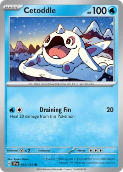 Cetoddle Pokemon card from Surging Sparks, card number 53