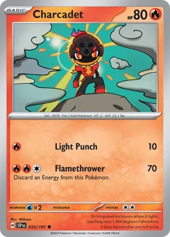 Charcadet Pokemon card from Surging Sparks, card number 33
