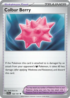 Colbur Berry Pokemon card from Surging Sparks, card number 168