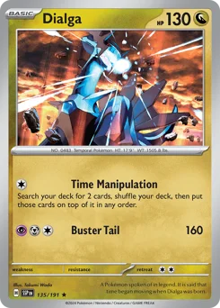 Dialga Pokemon card from Surging Sparks, card number 135