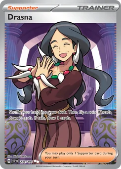 Drasna Pokemon card from Surging Sparks, card number 231