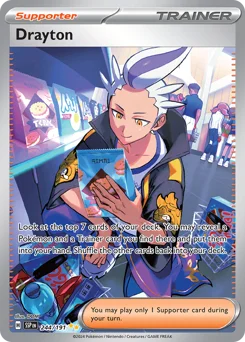 Drayton Pokemon card from Surging Sparks, card number 244
