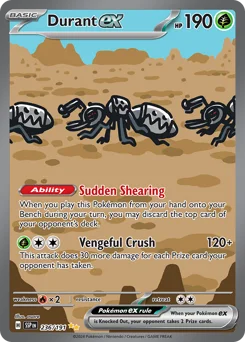 Durant ex Pokemon card from Surging Sparks, card number 236