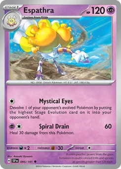 Espathra Pokemon card from Surging Sparks, card number 95