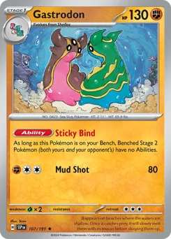 Gastrodon Pokemon card from Surging Sparks, card number 107