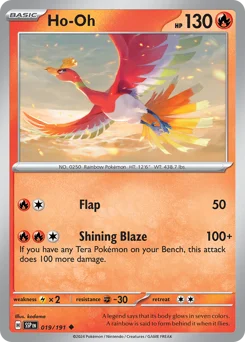 Ho-Oh Pokemon card from Surging Sparks, card number 19