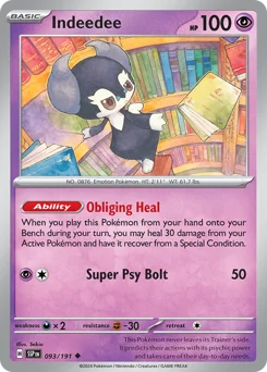 Indeedee Pokemon card from Surging Sparks, card number 93